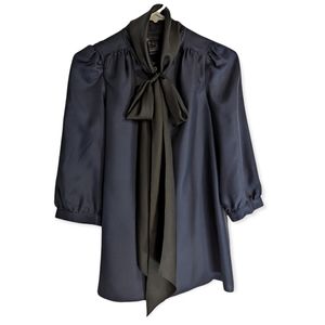 Marc Jacobs Silk Tie-front blouse midnight blue & black size 4